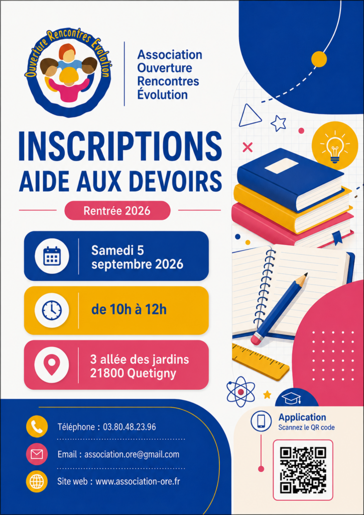 Inscription aide aux devoirs 5 septembre 2026