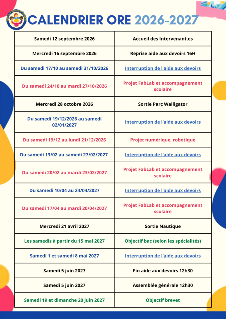 Planning ore 2026-2027