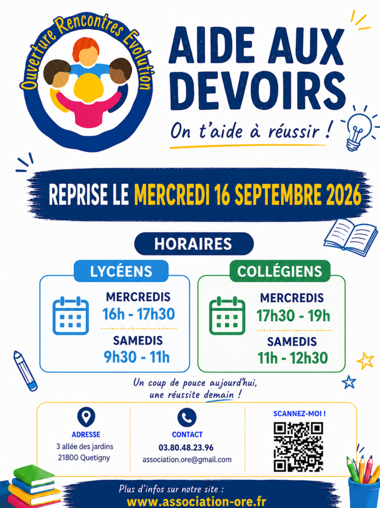 Reprise aide aux devoirs 16 septembre 2026